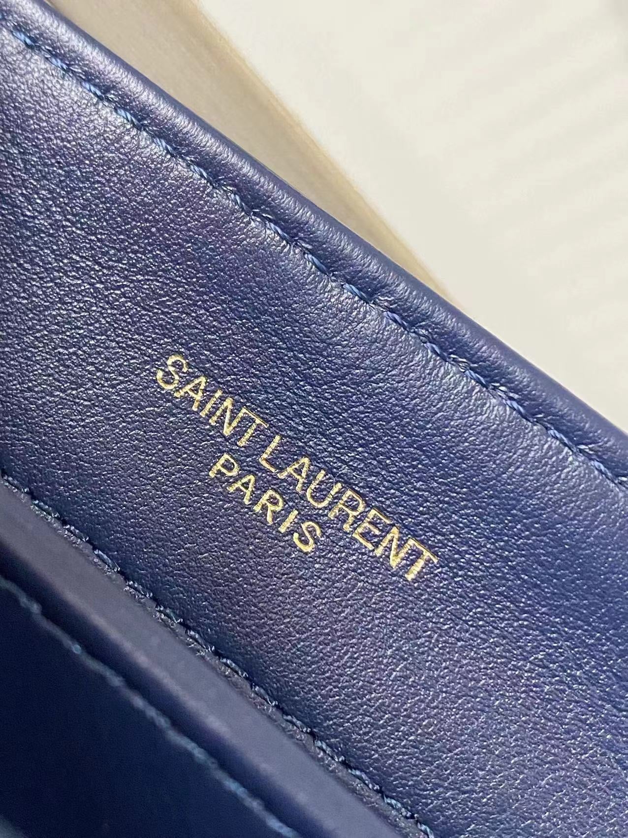 Saint Laurent LouLou Chain Bag In Navy Blue Quilted Calfskin