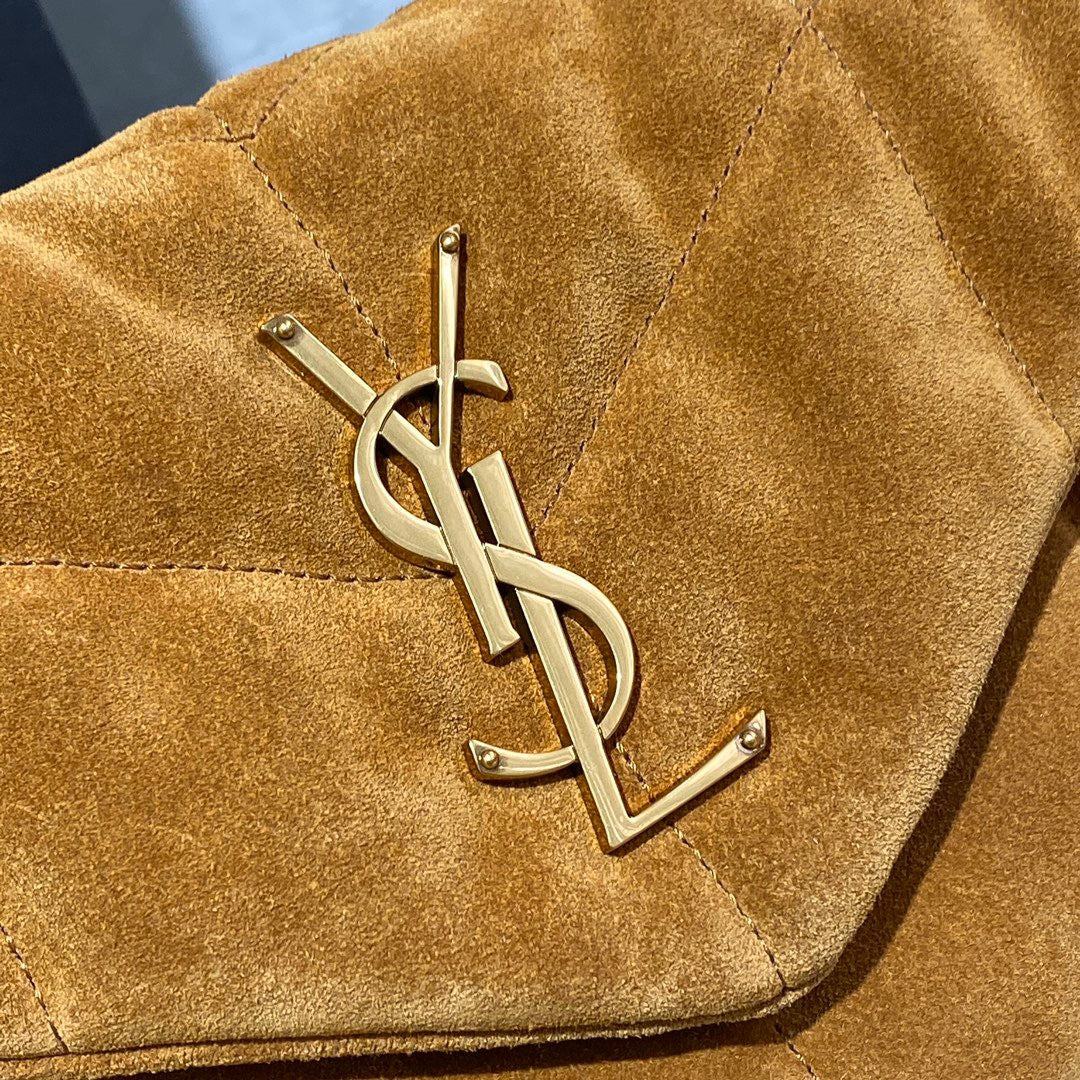 Saint Laurent LouLou Gold Brown Quilted Frosted Chain Bag