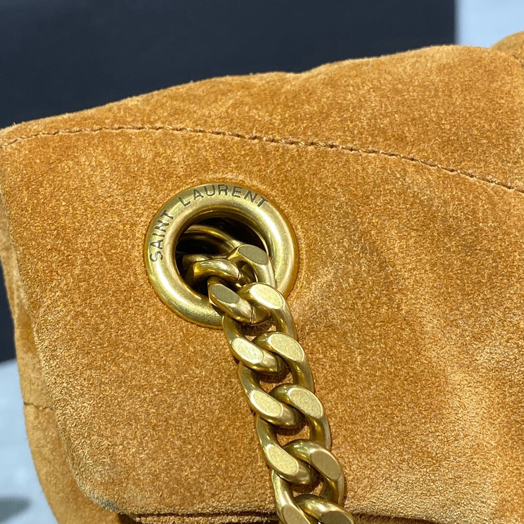 Saint Laurent LouLou Gold Brown Quilted Frosted Chain Bag