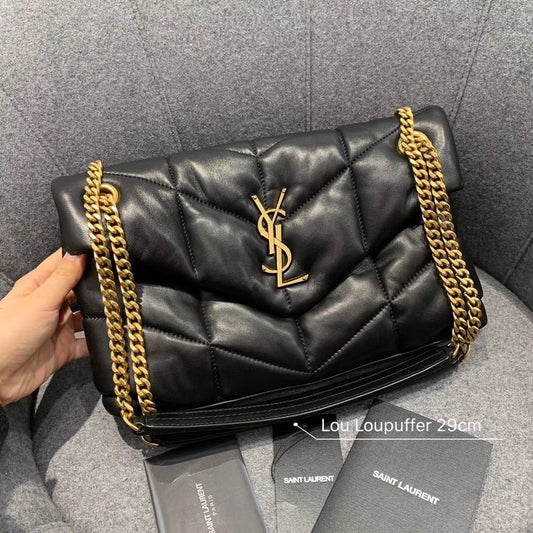 Saint Laurent LouLou Chain Bag In Noir Quilted Calfskin