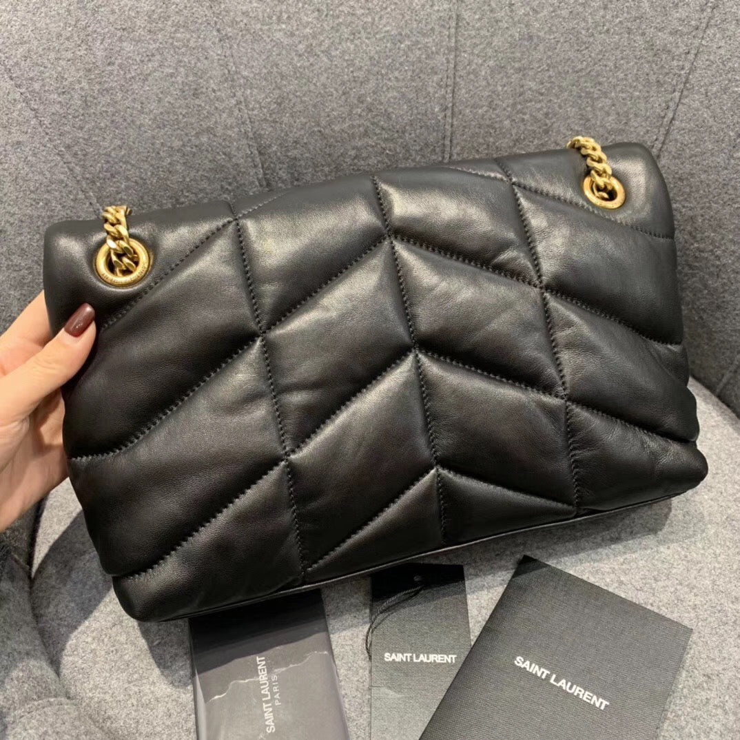 Saint Laurent LouLou Chain Bag In Noir Quilted Calfskin