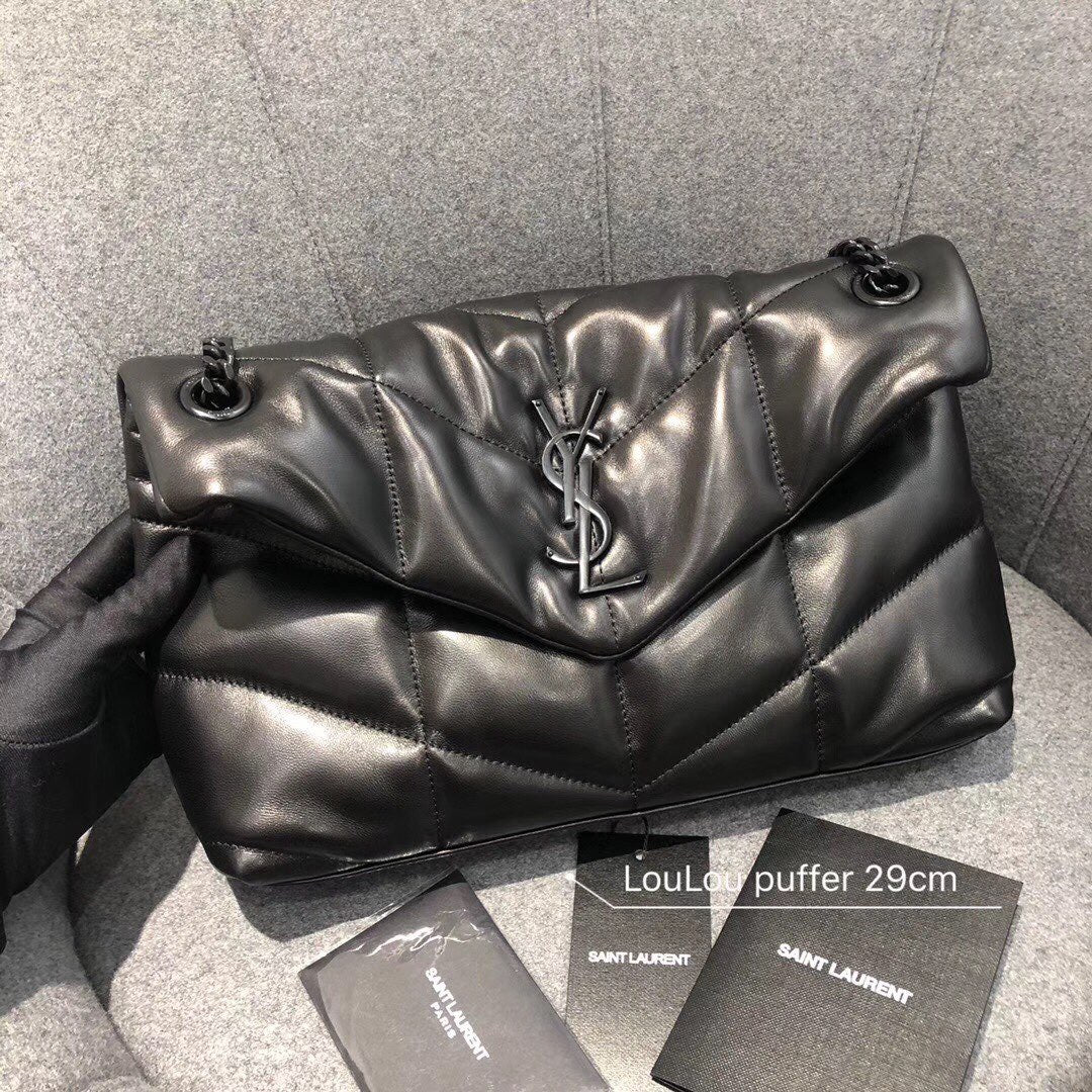 Saint Laurent LouLou Chain Bag In Noir Quilted Calfskin