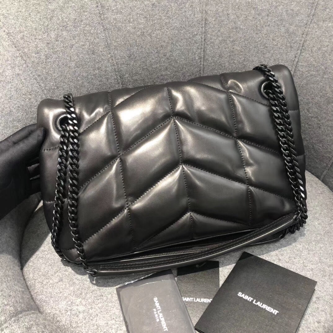 Saint Laurent LouLou Chain Bag In Noir Quilted Calfskin