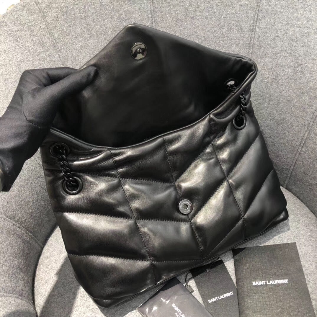 Saint Laurent LouLou Chain Bag In Noir Quilted Calfskin