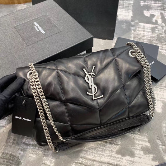 Saint Laurent LouLou Chain Bag In Noir Quilted Calfskin