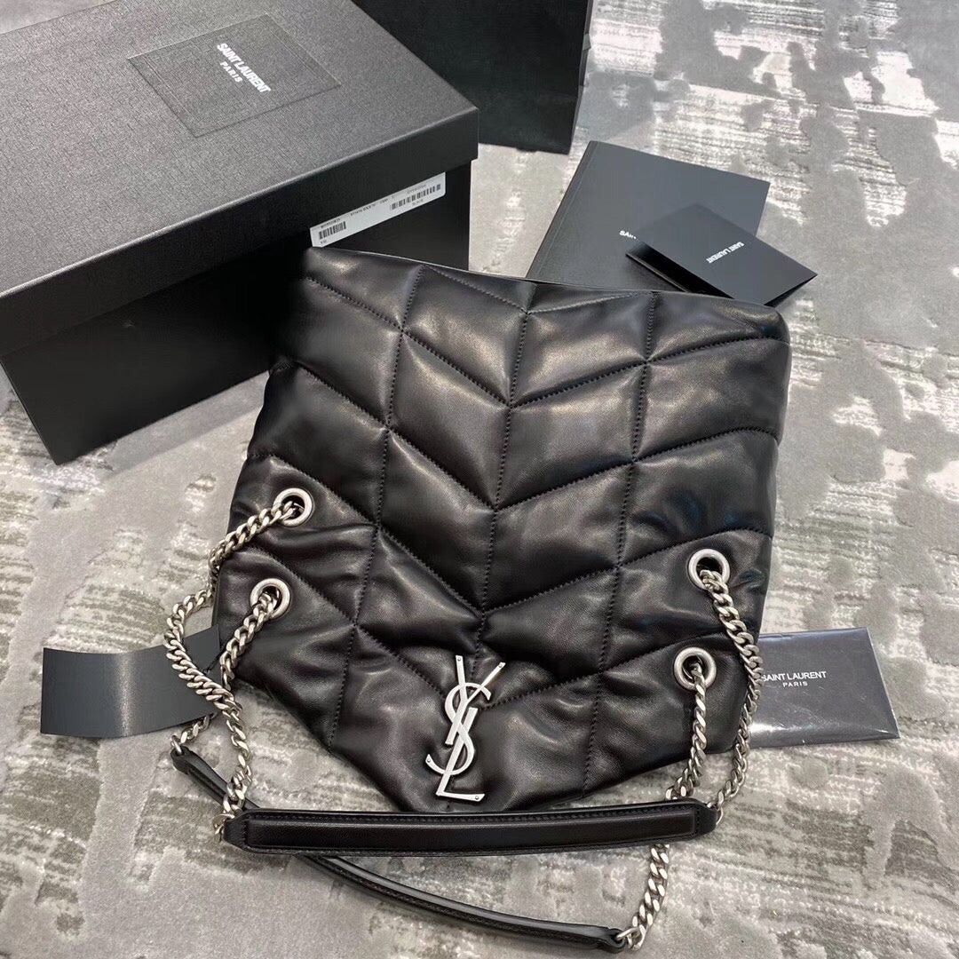 Saint Laurent LouLou Chain Bag In Noir Quilted Calfskin