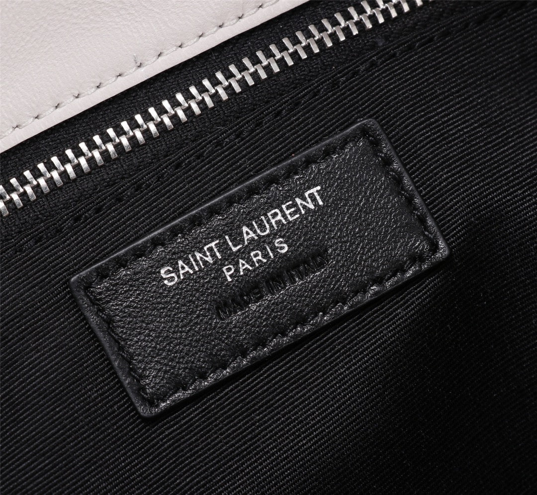 Saint Laurent LouLou Chain Bag In White Quilted Calfskin