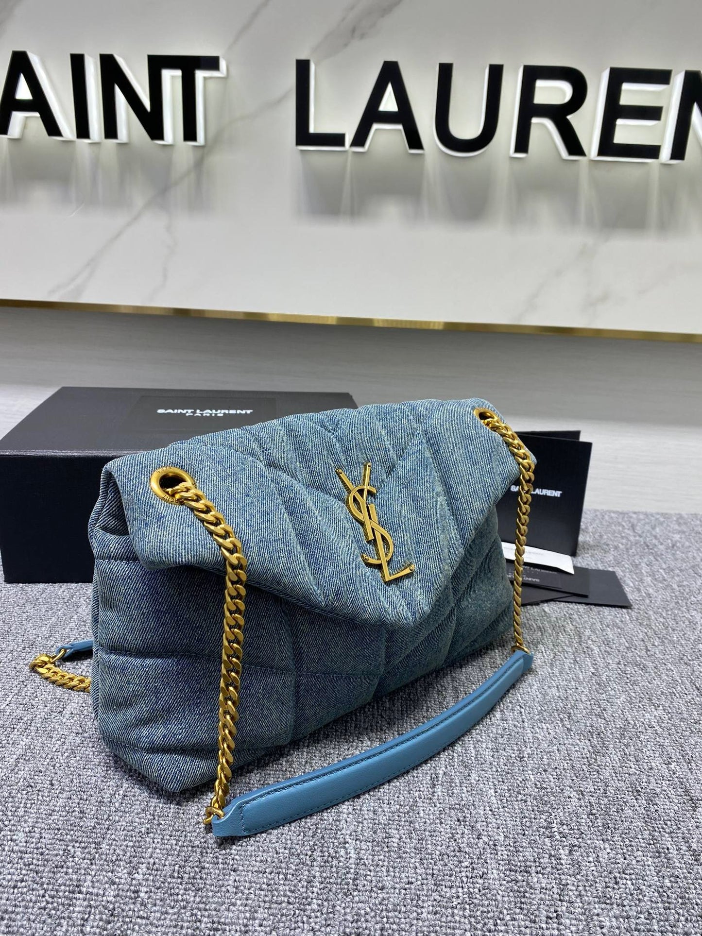 Saint Laurent LouLou Retro Denim Chain Bag