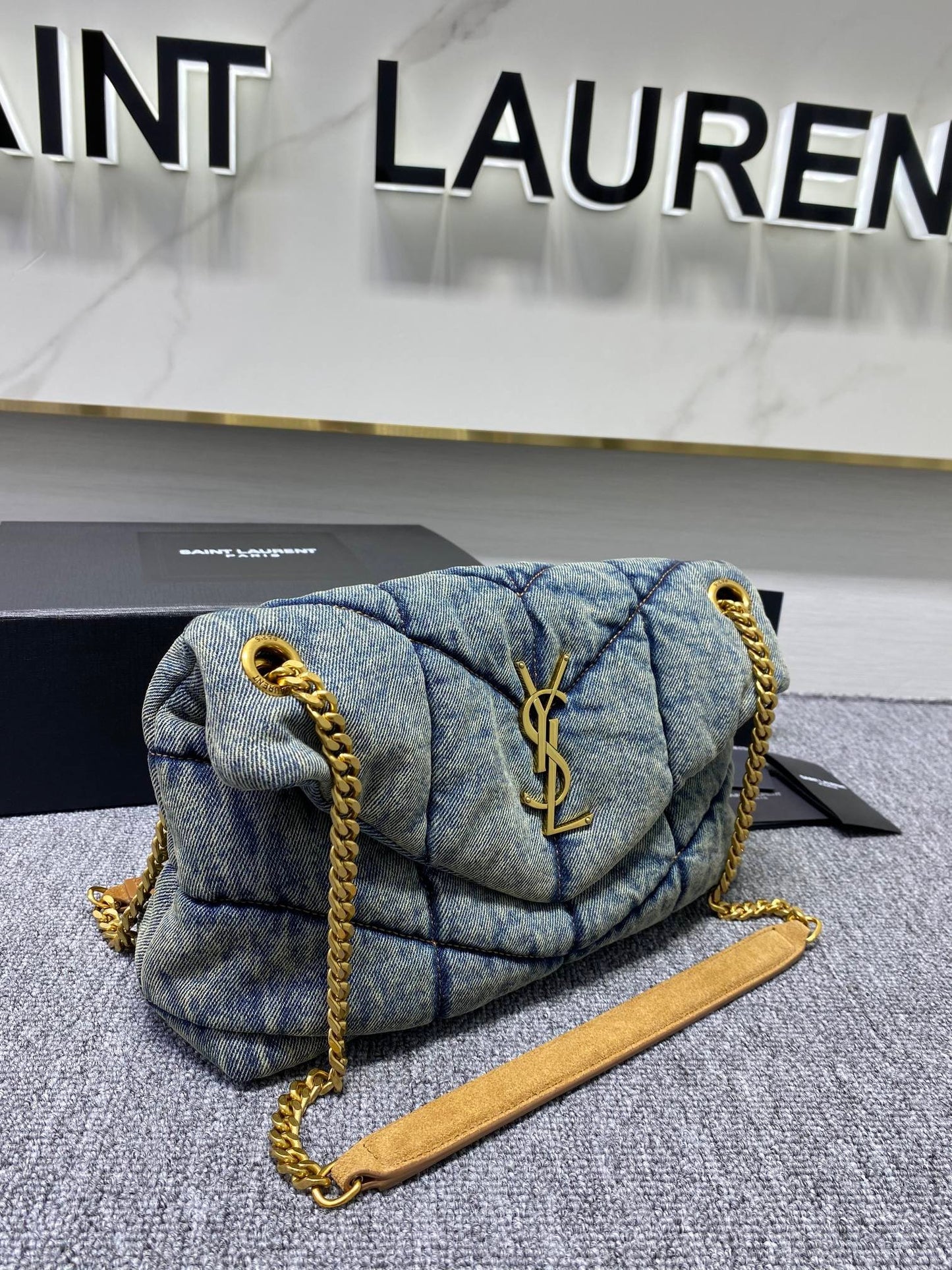 Saint Laurent LouLou Retro Denim Chain Bag