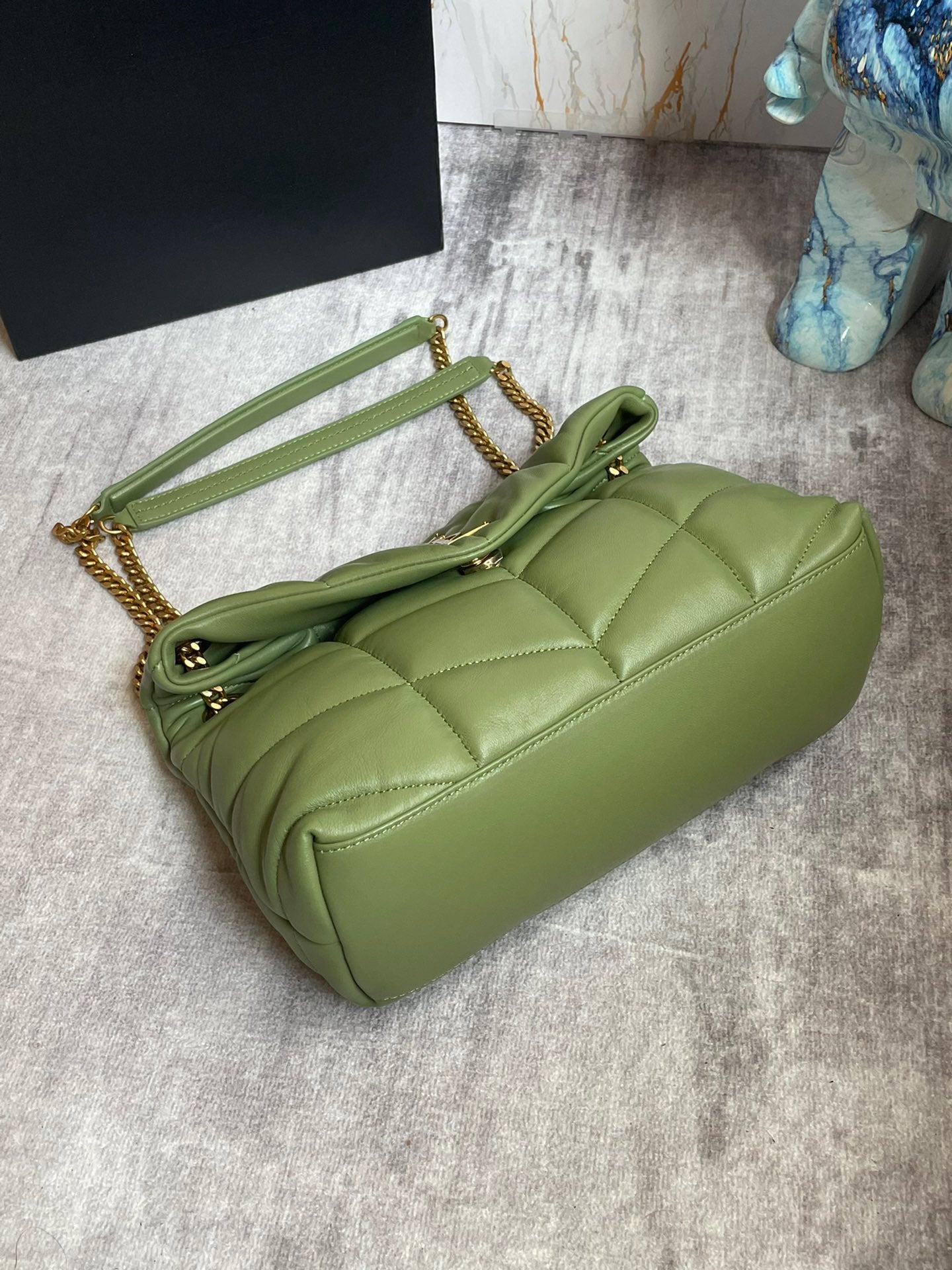 Saint Laurent LouLou Chain Bag In Green Quilted Calfskin