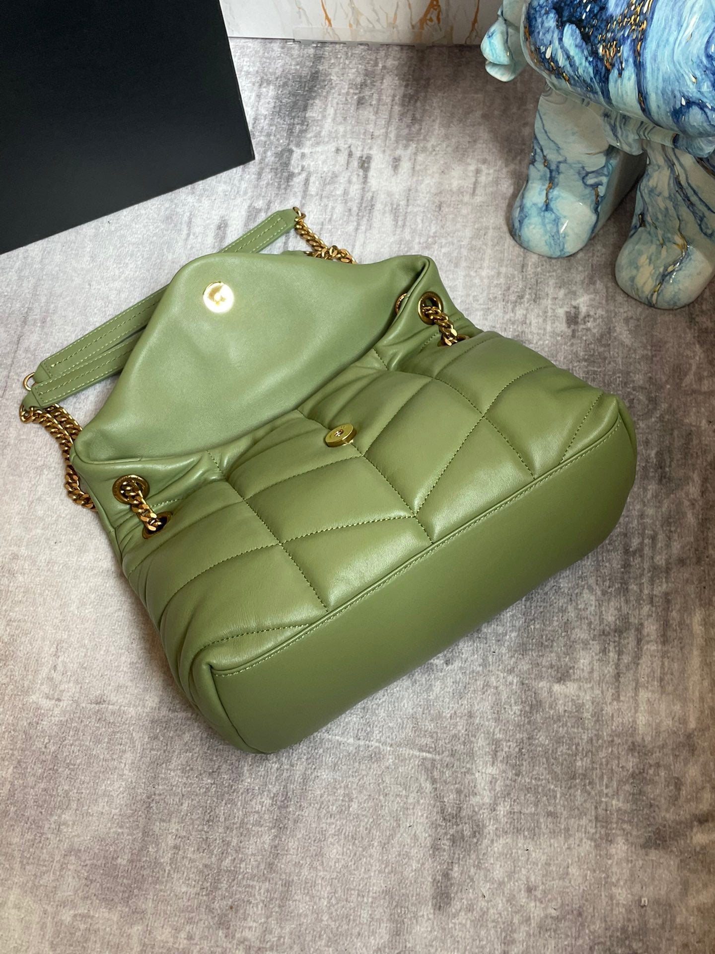 Saint Laurent LouLou Chain Bag In Green Quilted Calfskin