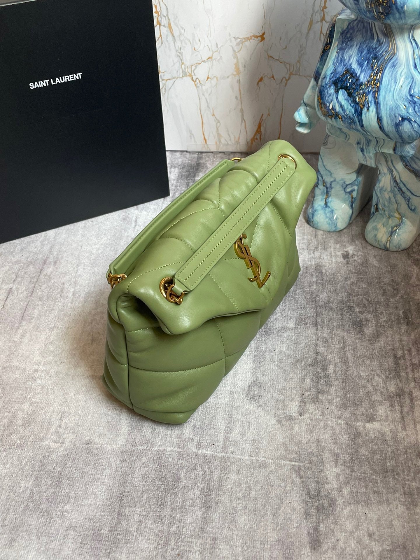 Saint Laurent LouLou Chain Bag In Green Quilted Calfskin