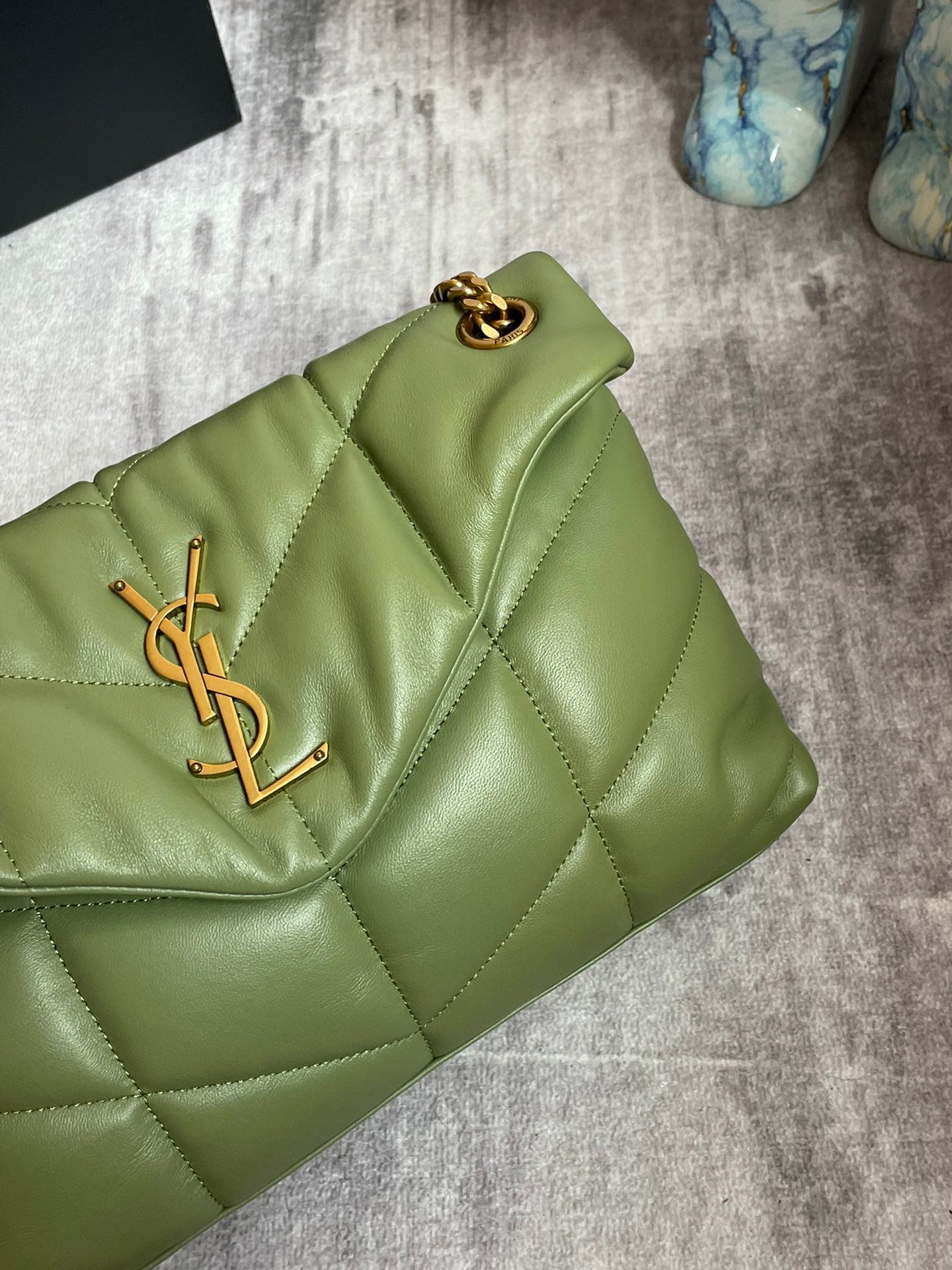 Saint Laurent LouLou Chain Bag In Green Quilted Calfskin