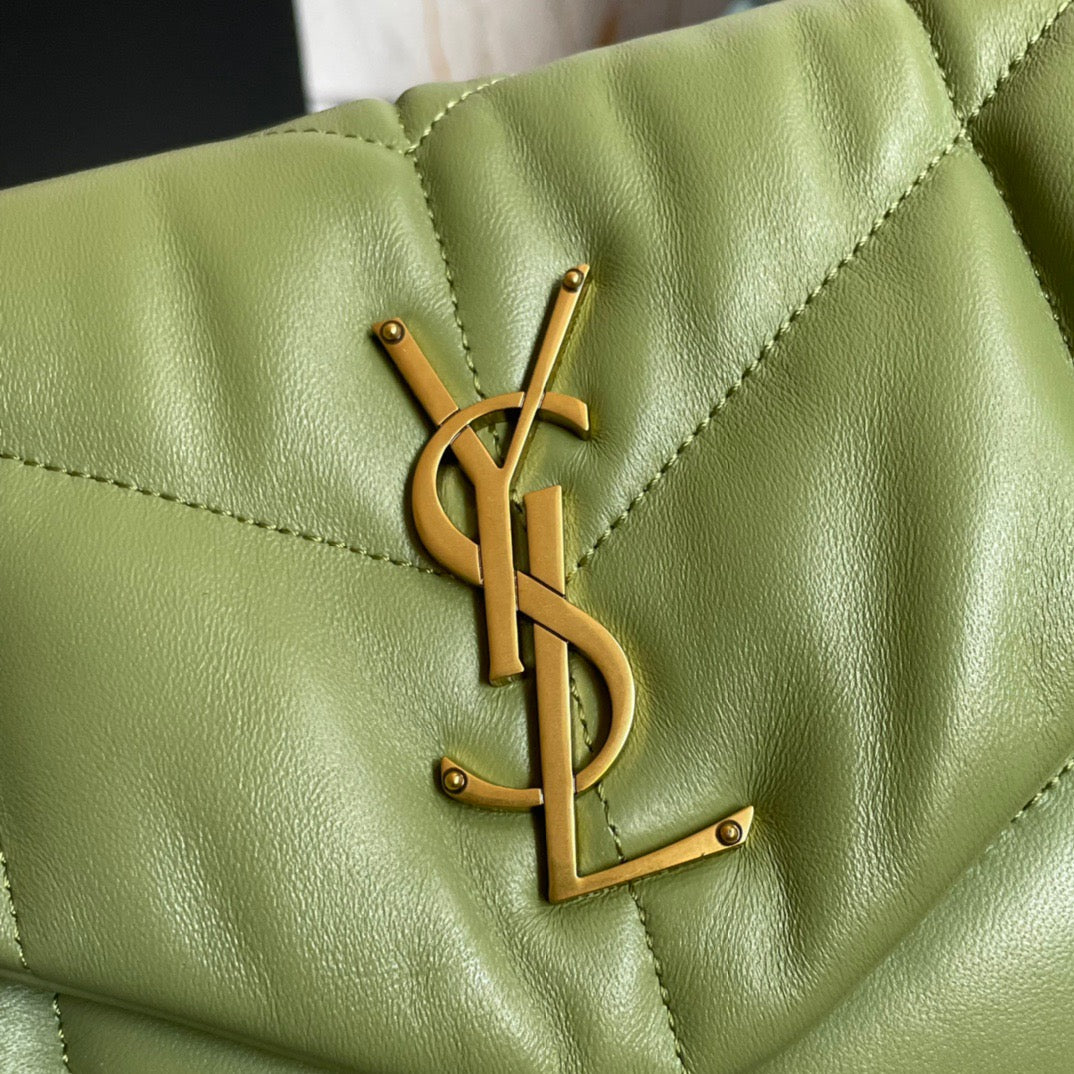 Saint Laurent LouLou Chain Bag In Green Quilted Calfskin