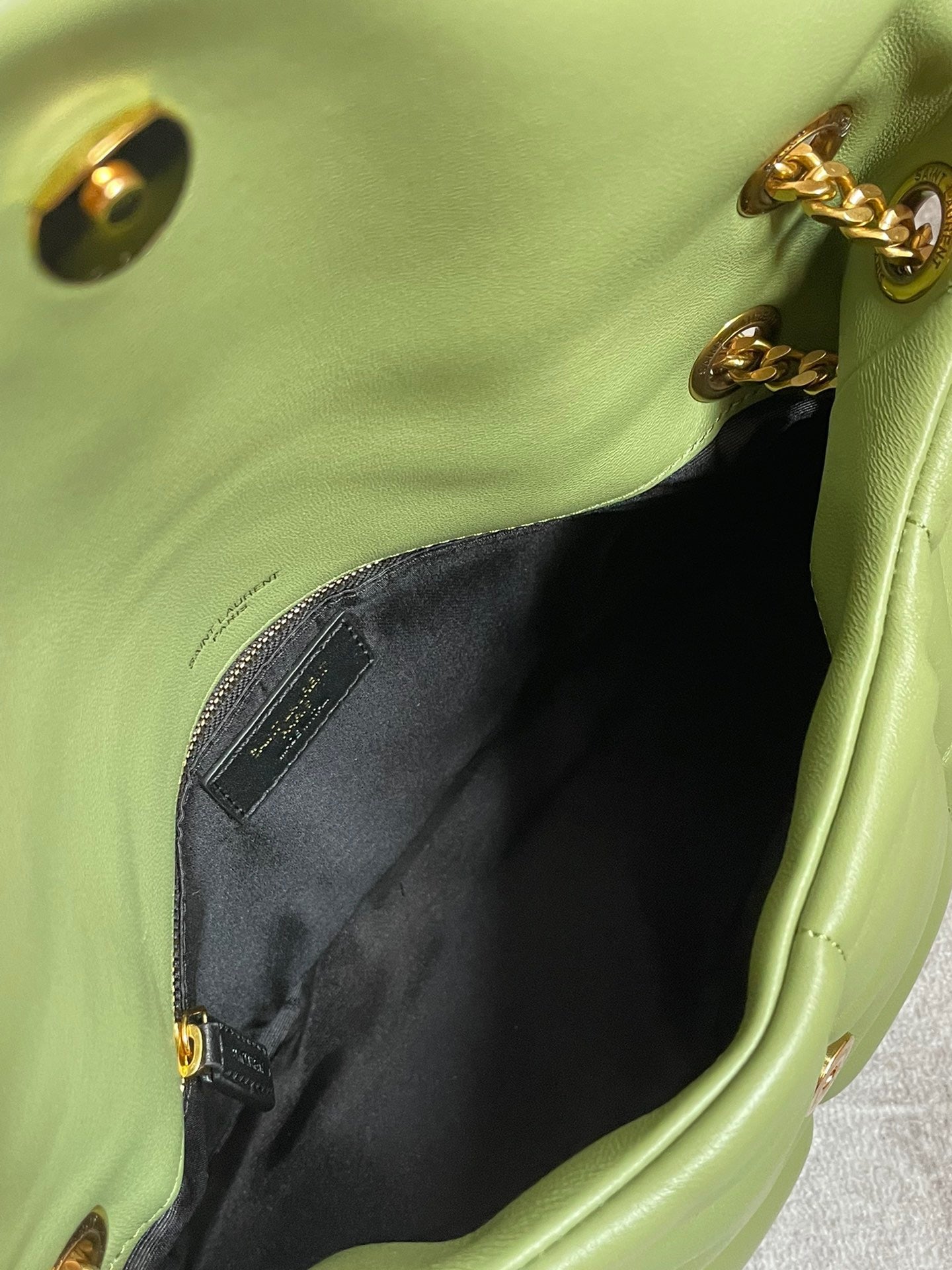 Saint Laurent LouLou Chain Bag In Green Quilted Calfskin