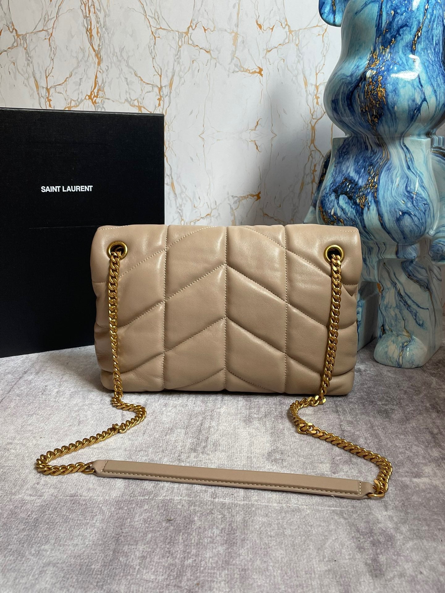 Saint Laurent LouLou Chain Bag In Apricot Quilted Calfskin