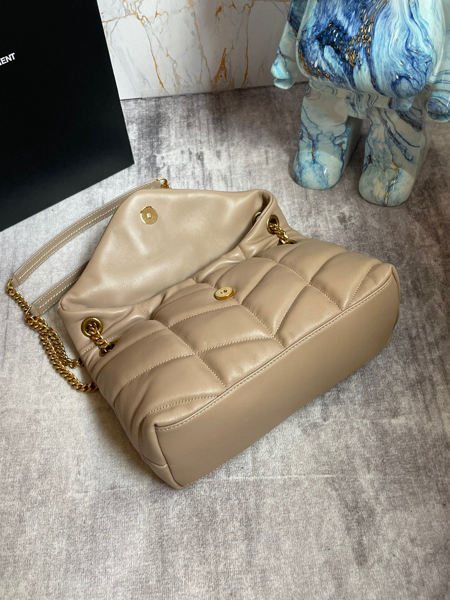 Saint Laurent LouLou Chain Bag In Apricot Quilted Calfskin