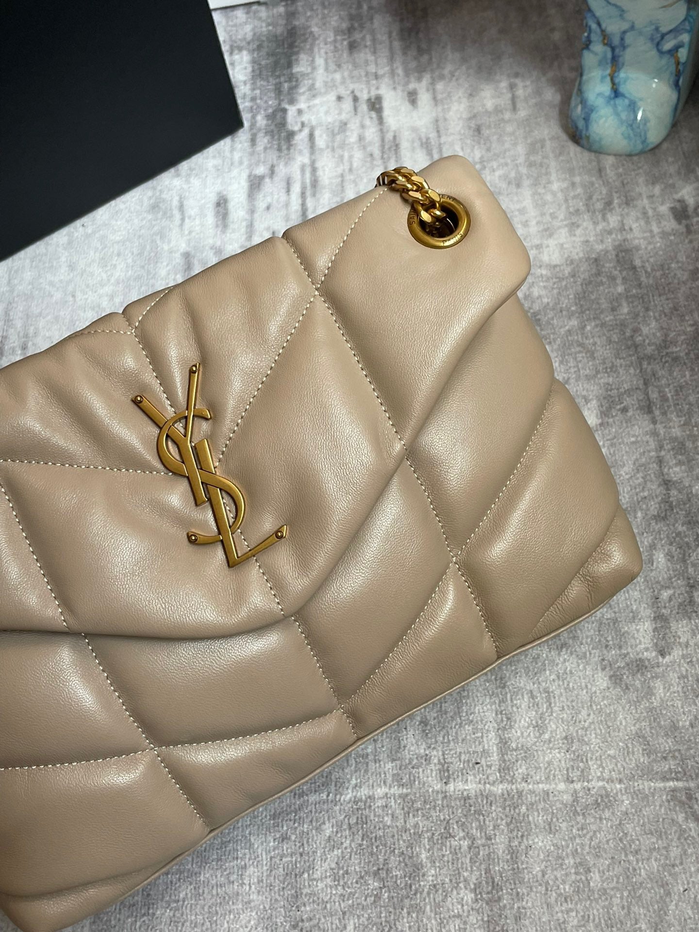 Saint Laurent LouLou Chain Bag In Apricot Quilted Calfskin