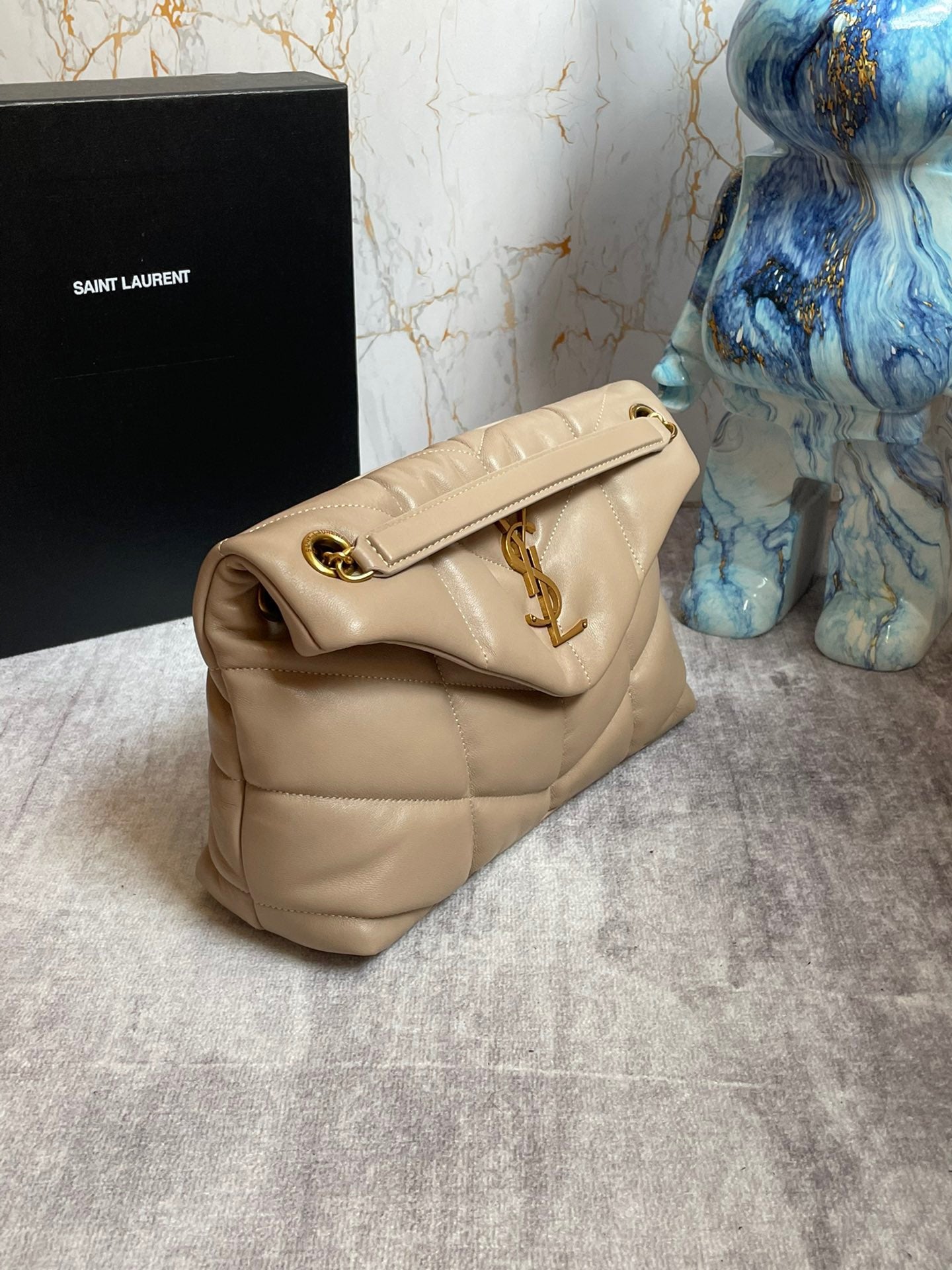 Saint Laurent LouLou Chain Bag In Apricot Quilted Calfskin