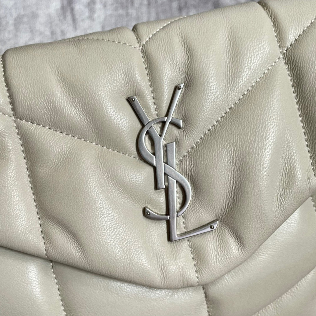 Saint Laurent LouLou Chain Bag In Beige Quilted Calfskin