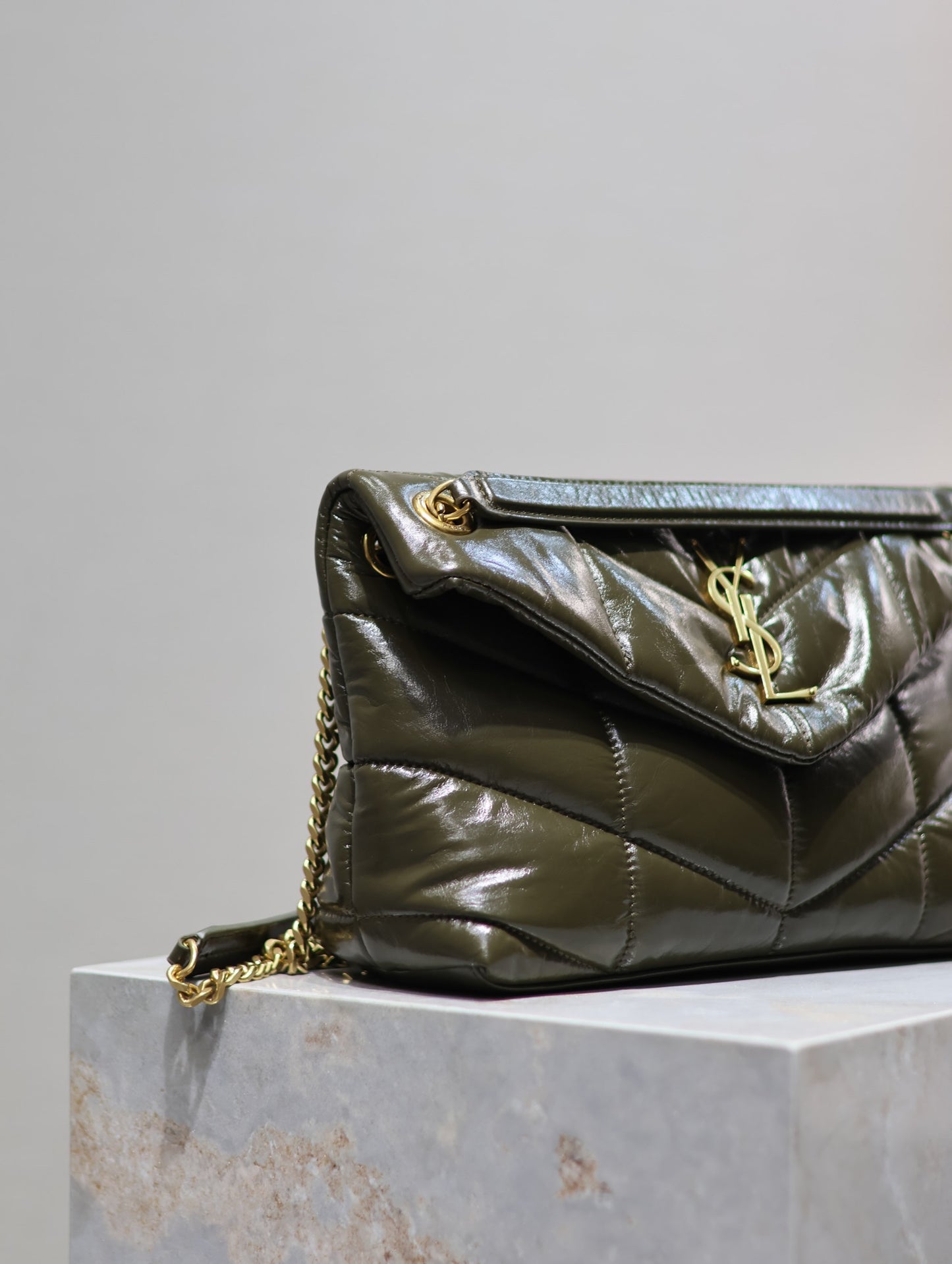 Saint Laurent LouLou Chain Bag In Jungle Green Quilted Calfskin