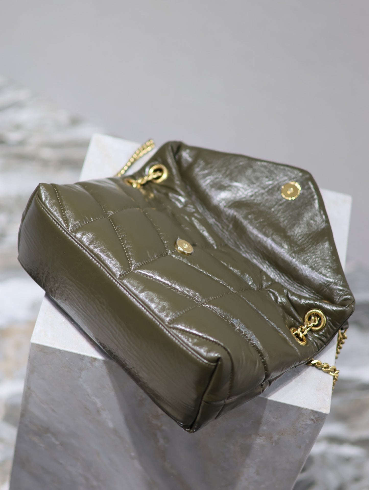 Saint Laurent LouLou Chain Bag In Jungle Green Quilted Calfskin