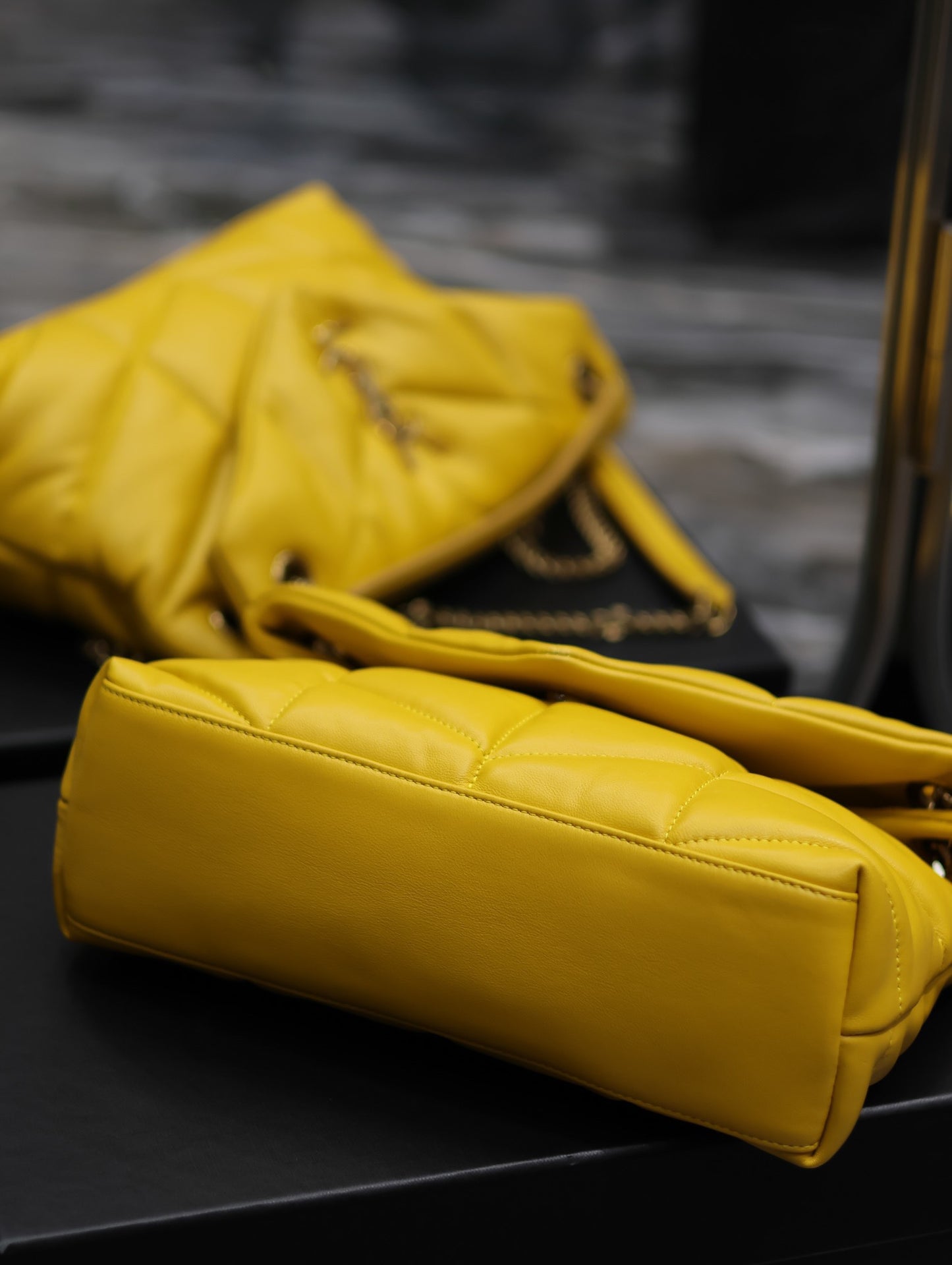 Saint Laurent LouLou Chain Bag In Yellow Quilted Calfskin