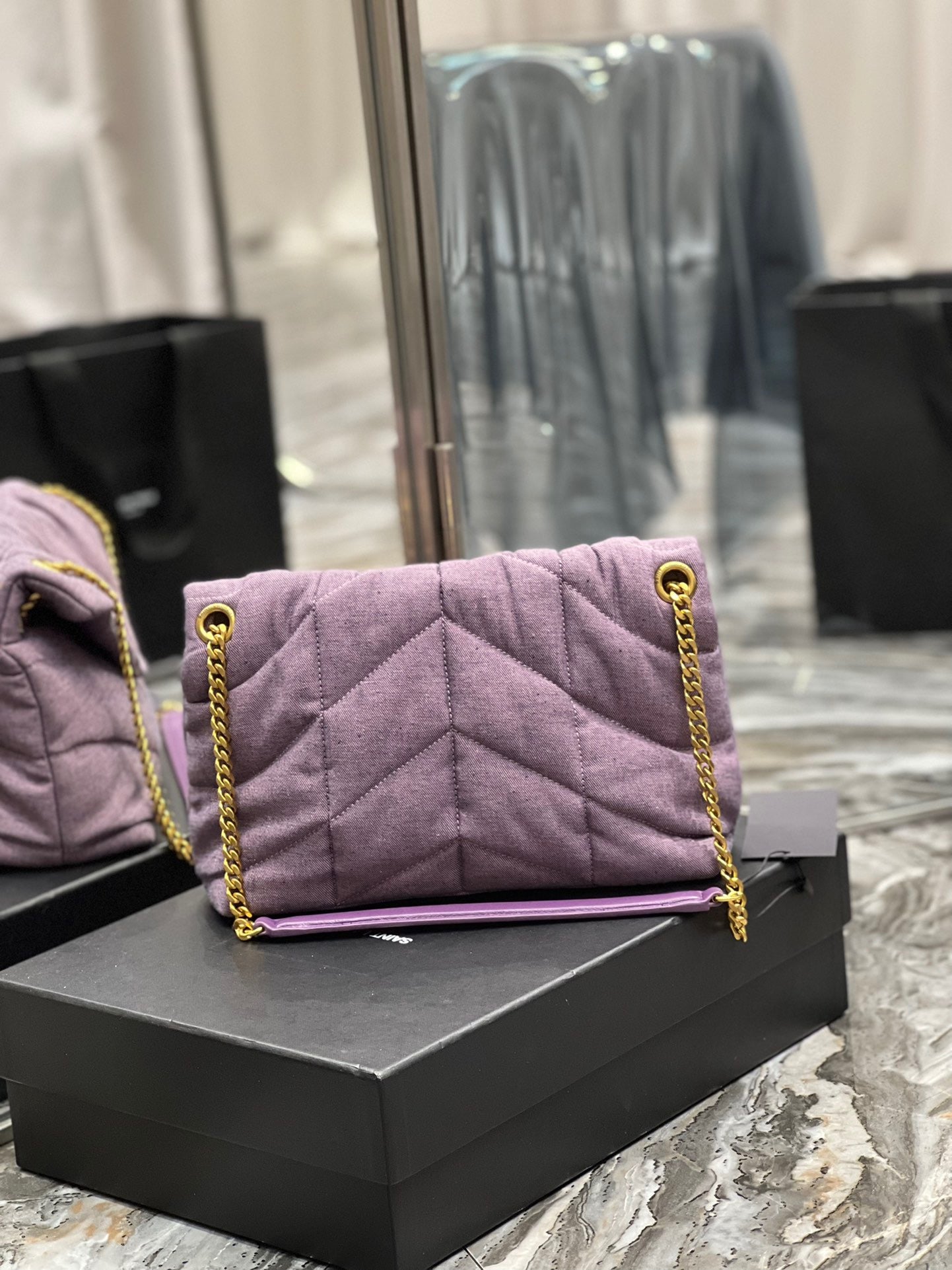 Saint Laurent Lou lou Canvas Bag In Purple