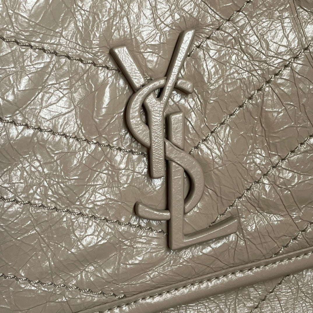 Saint Laurent Niki Medium Apricot Pleated Leather Chain Bag