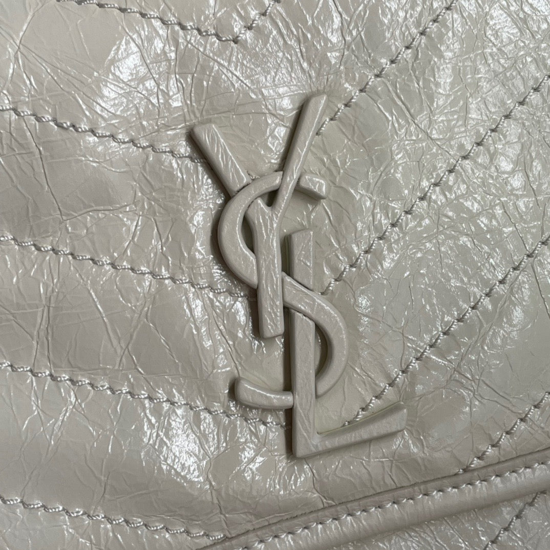 Saint Laurent Niki Medium Chain Bag In Beige Crinkled Leather