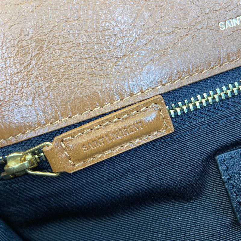 Saint Laurent Niki Medium Chain Bag In Gold Brown Crinkled Leather