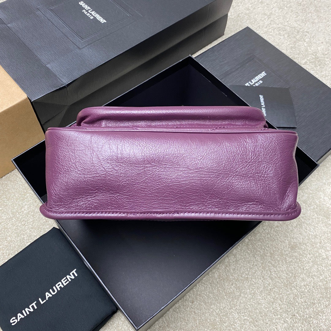 Saint Laurent Niki Medium Chain Bag In Purple Crinkled Leather