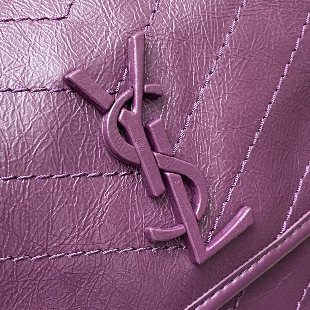 Saint Laurent Niki Medium Chain Bag In Purple Crinkled Leather