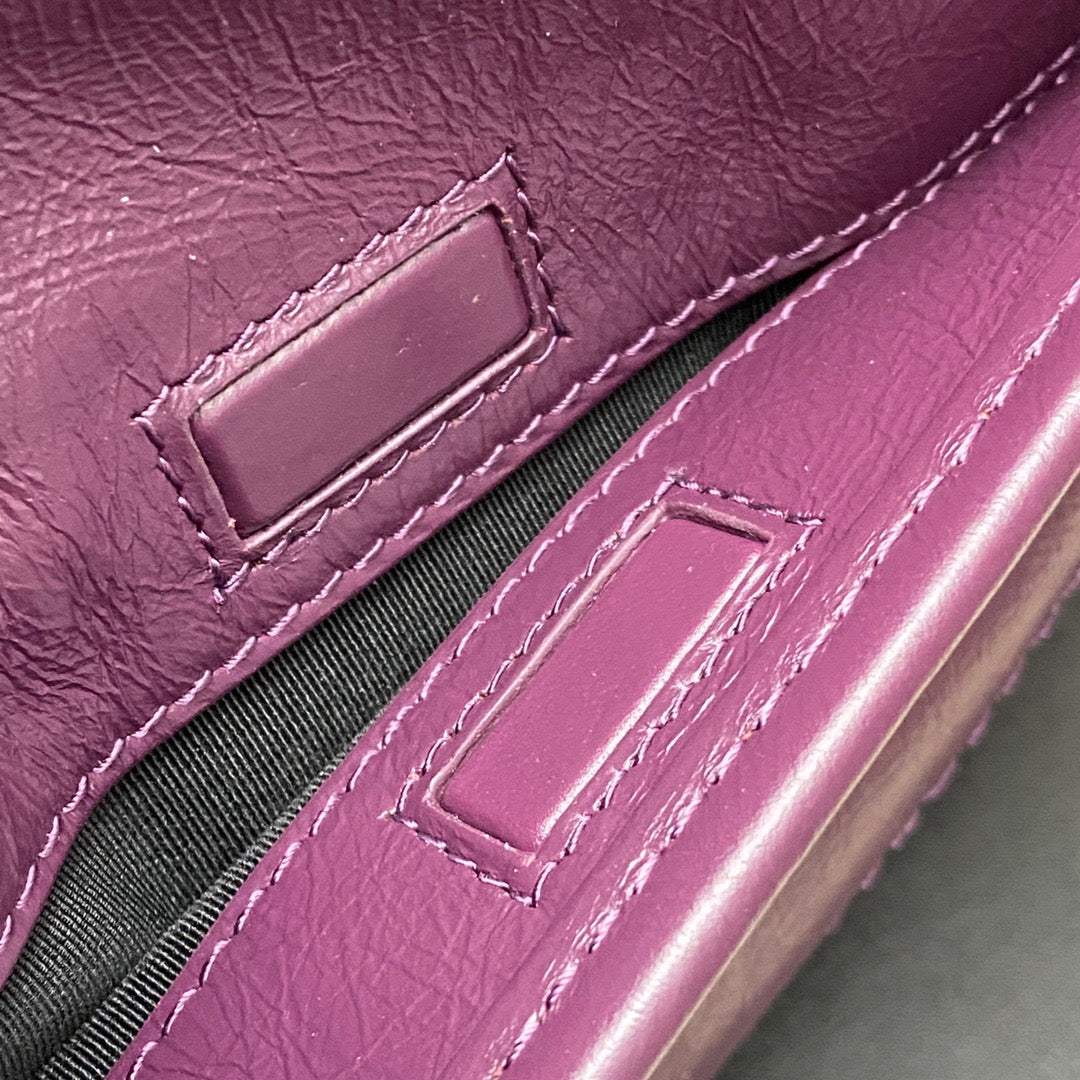 Saint Laurent Niki Medium Chain Bag In Purple Crinkled Leather