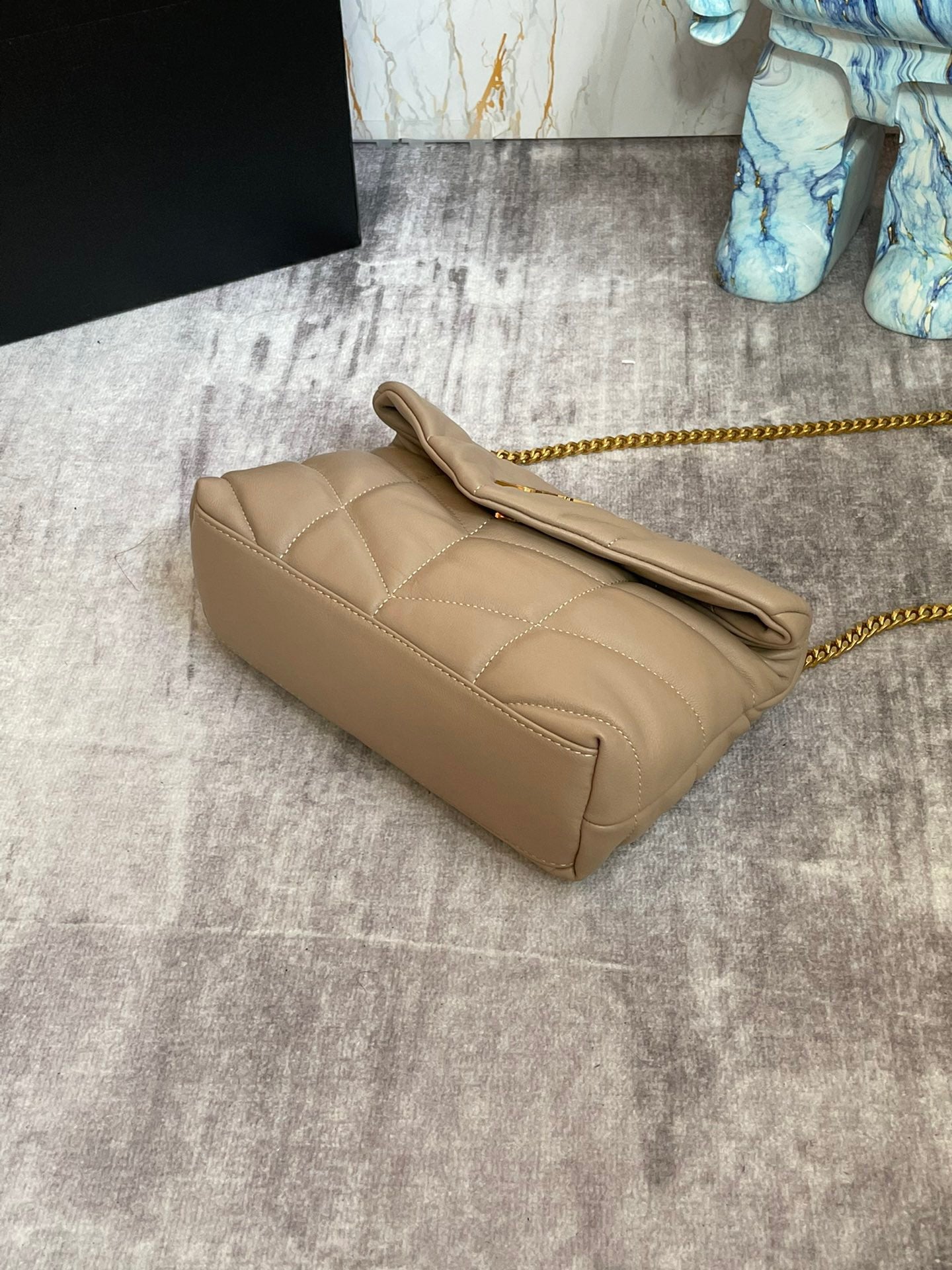 Saint Laurent Puffer Toy Bag In Apricot Quilted Lambskin