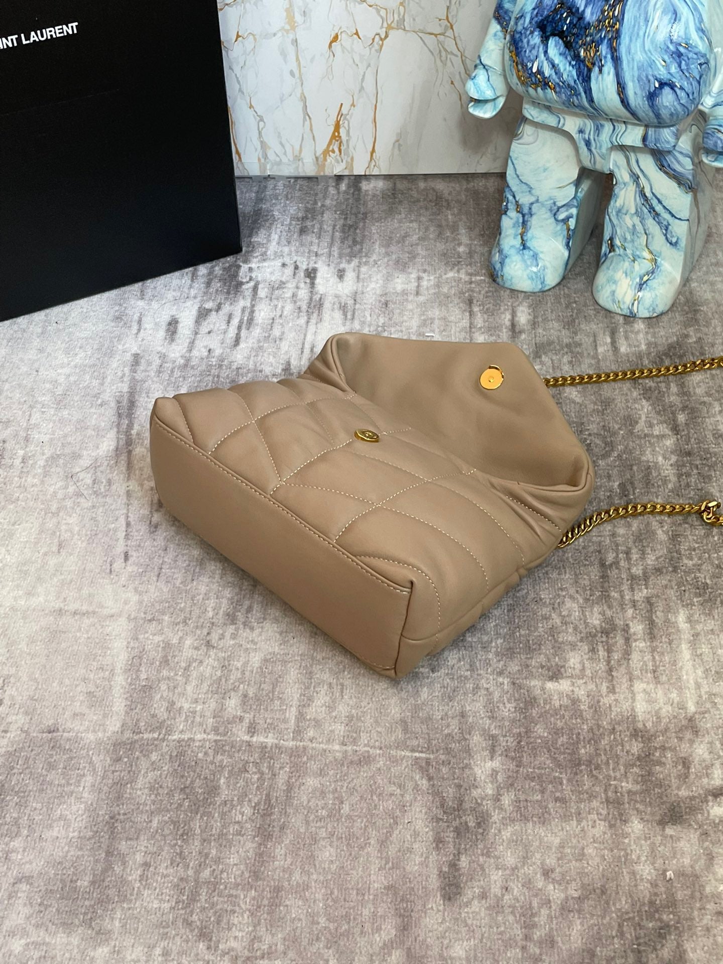 Saint Laurent Puffer Toy Bag In Apricot Quilted Lambskin