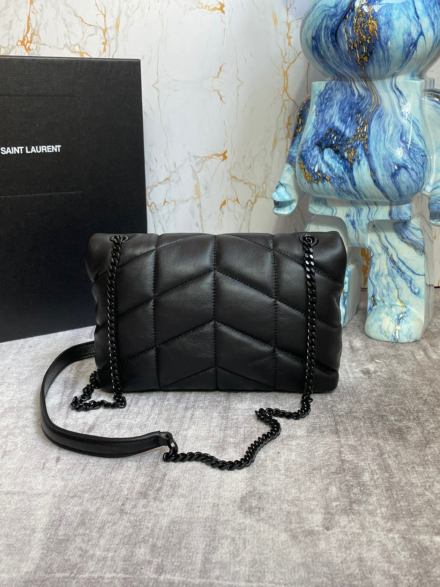 Saint Laurent Puffer Toy Bag In Black Quilted Lambskin With Black Hardware