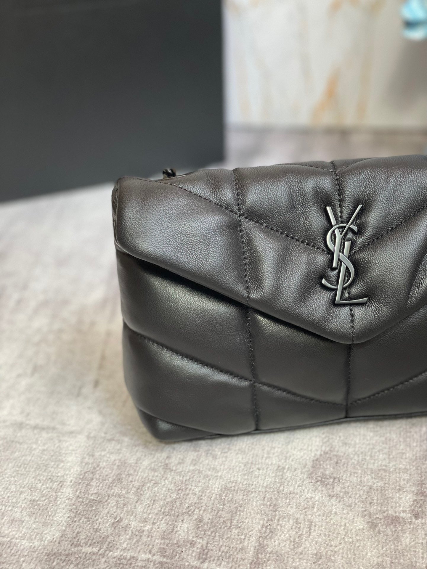 Saint Laurent Puffer Toy Bag In Black Quilted Lambskin With Black Hardware