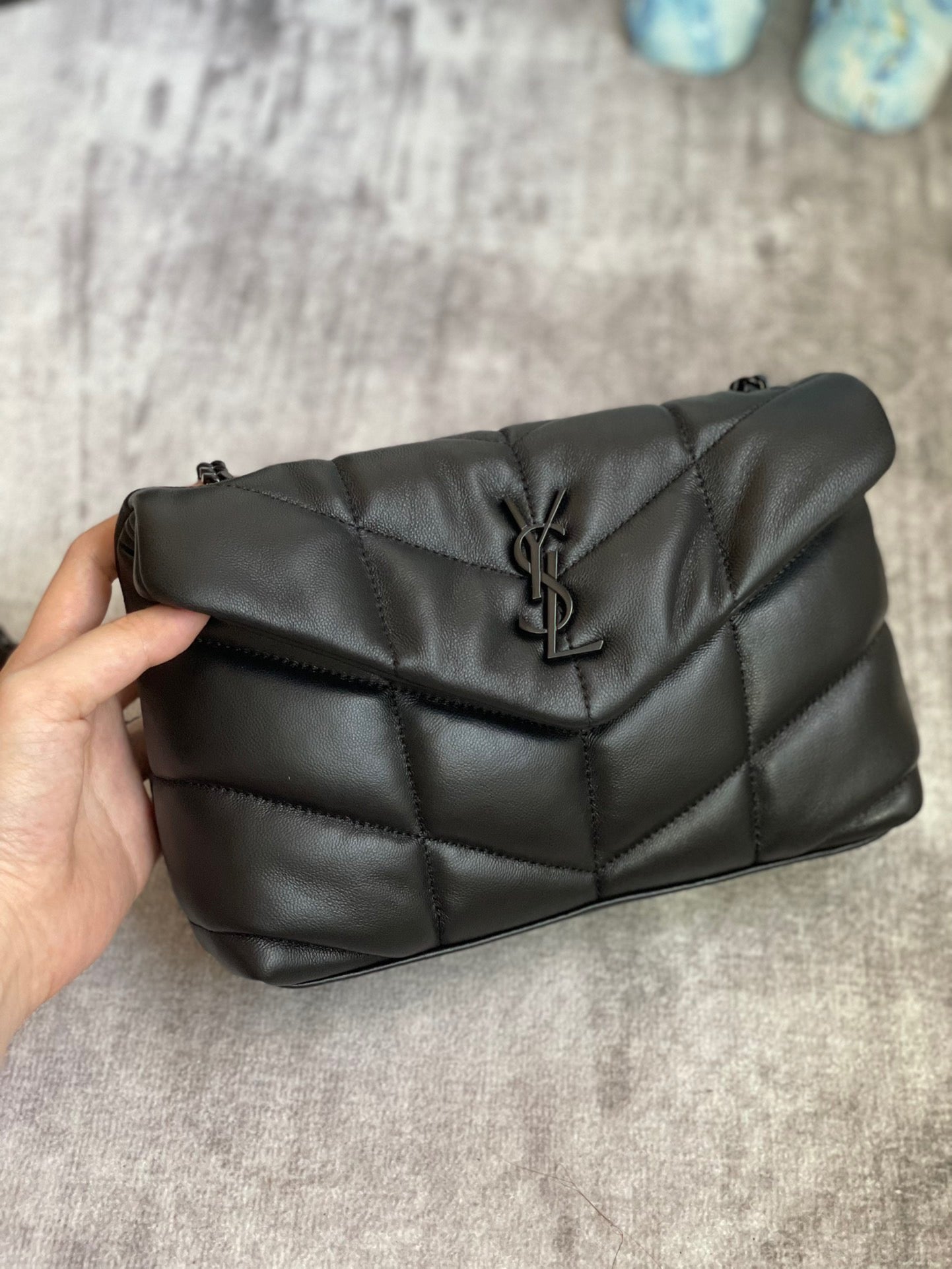 Saint Laurent Puffer Toy Bag In Black Quilted Lambskin With Black Hardware