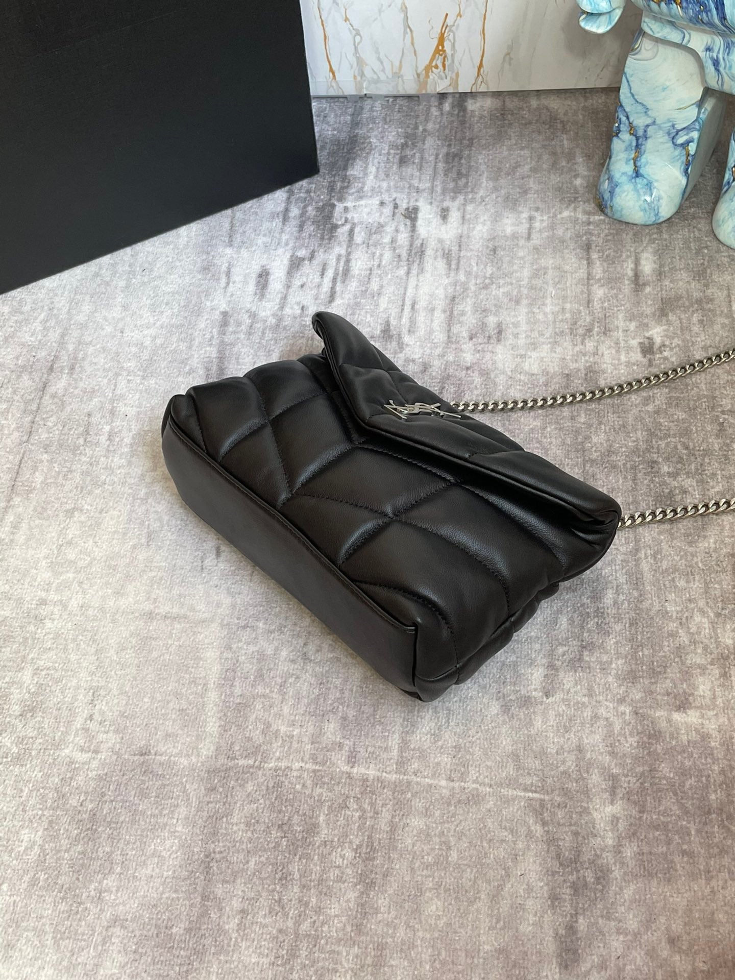 Saint Laurent Puffer Toy Bag In Black Quilted Lambskin With Silver Hardware