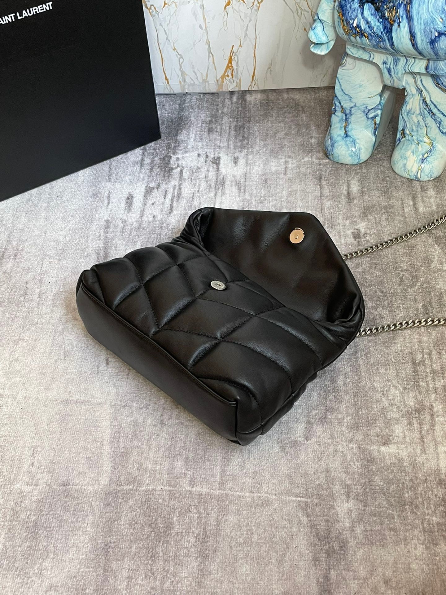 Saint Laurent Puffer Toy Bag In Black Quilted Lambskin With Silver Hardware