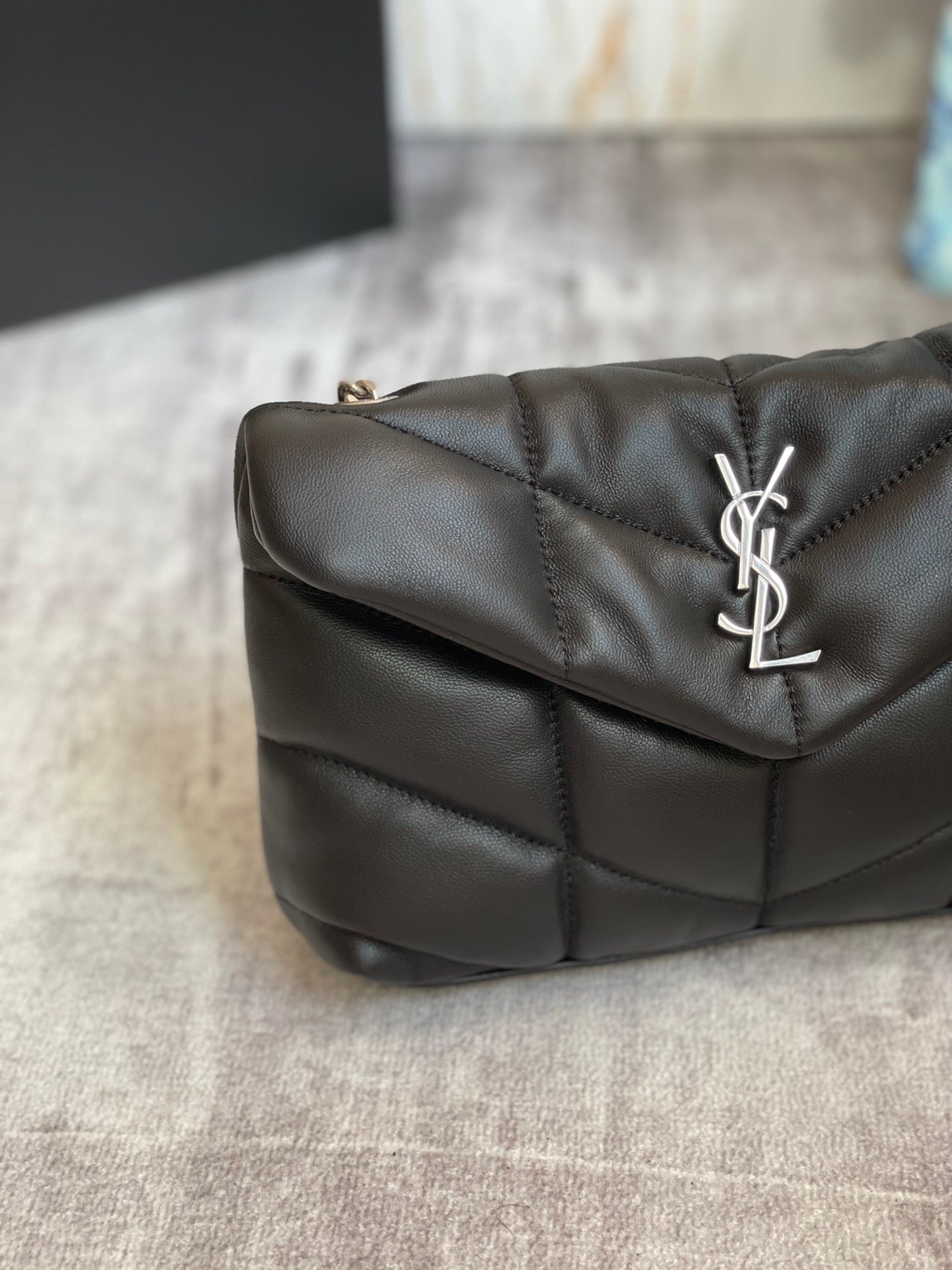 Saint Laurent Puffer Toy Bag In Black Quilted Lambskin With Silver Hardware