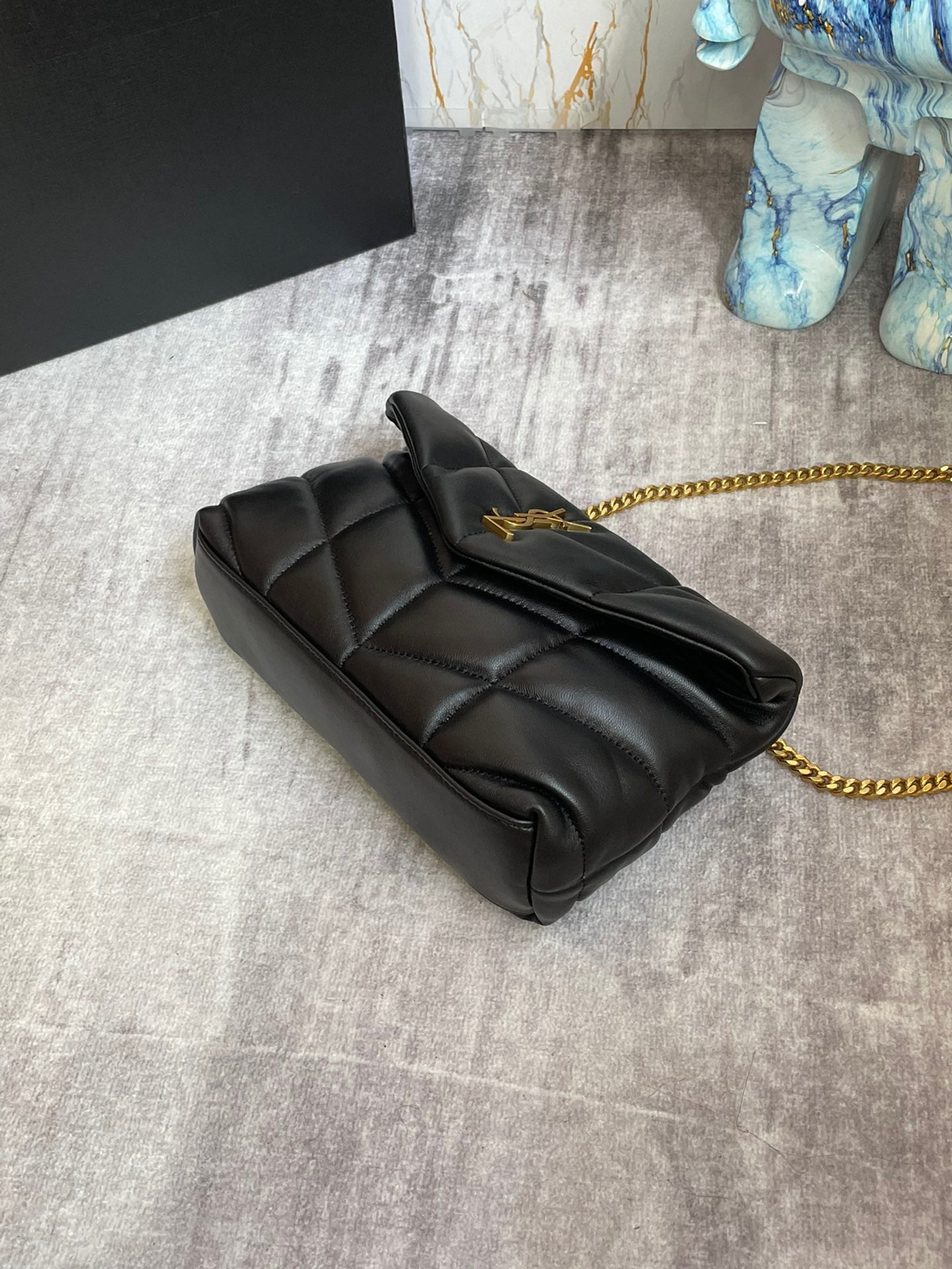 Saint Laurent Puffer Toy Bag In Black Quilted Lambskin With Gold Hardware