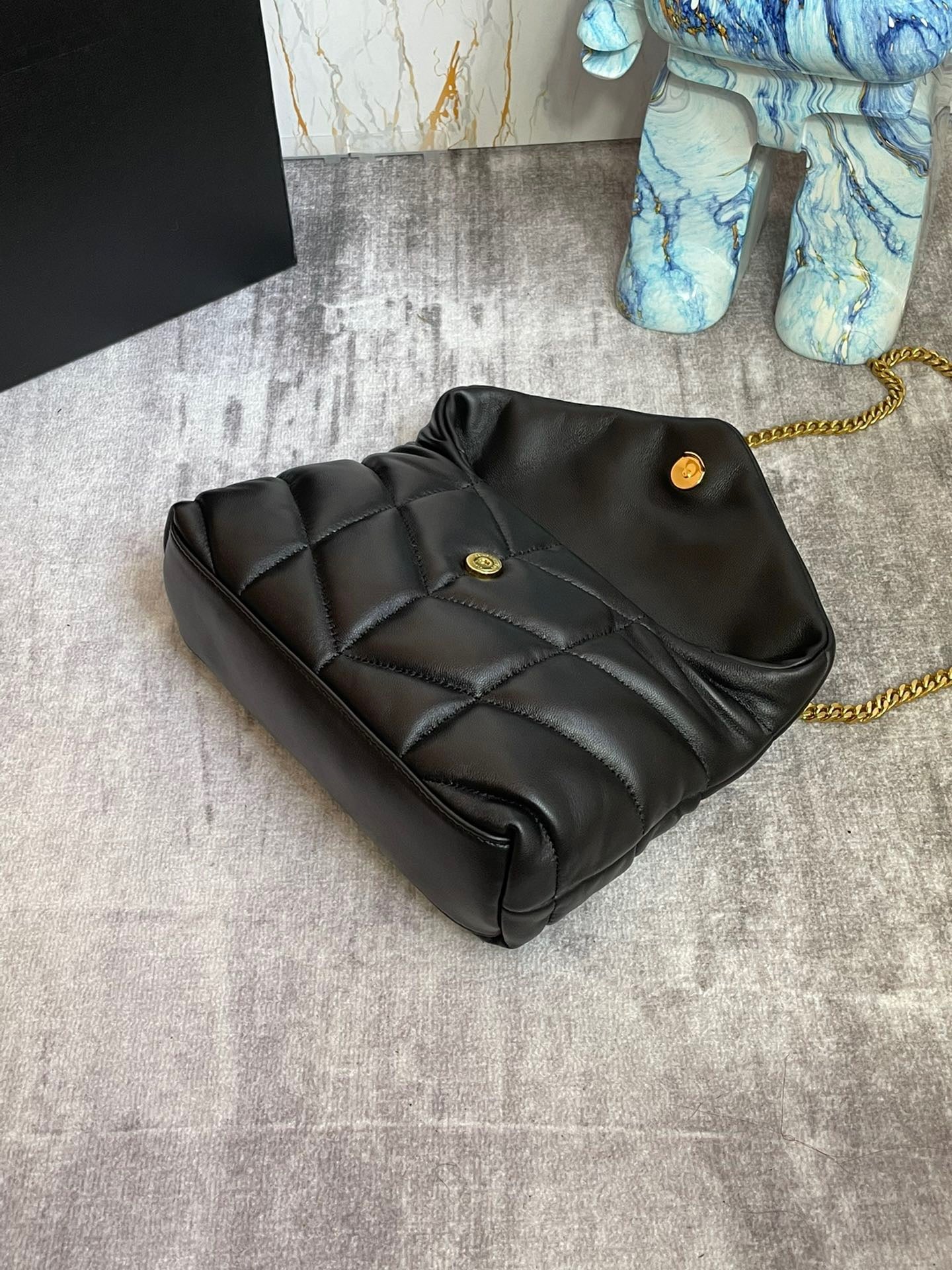 Saint Laurent Puffer Toy Bag In Black Quilted Lambskin With Gold Hardware