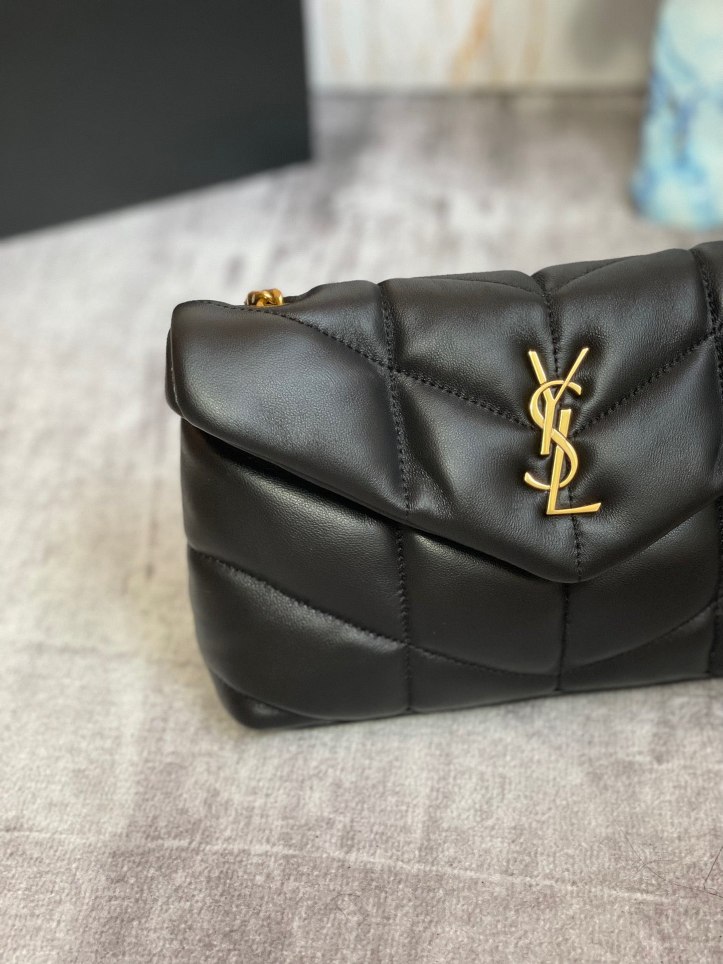 Saint Laurent Puffer Toy Bag In Black Quilted Lambskin With Gold Hardware