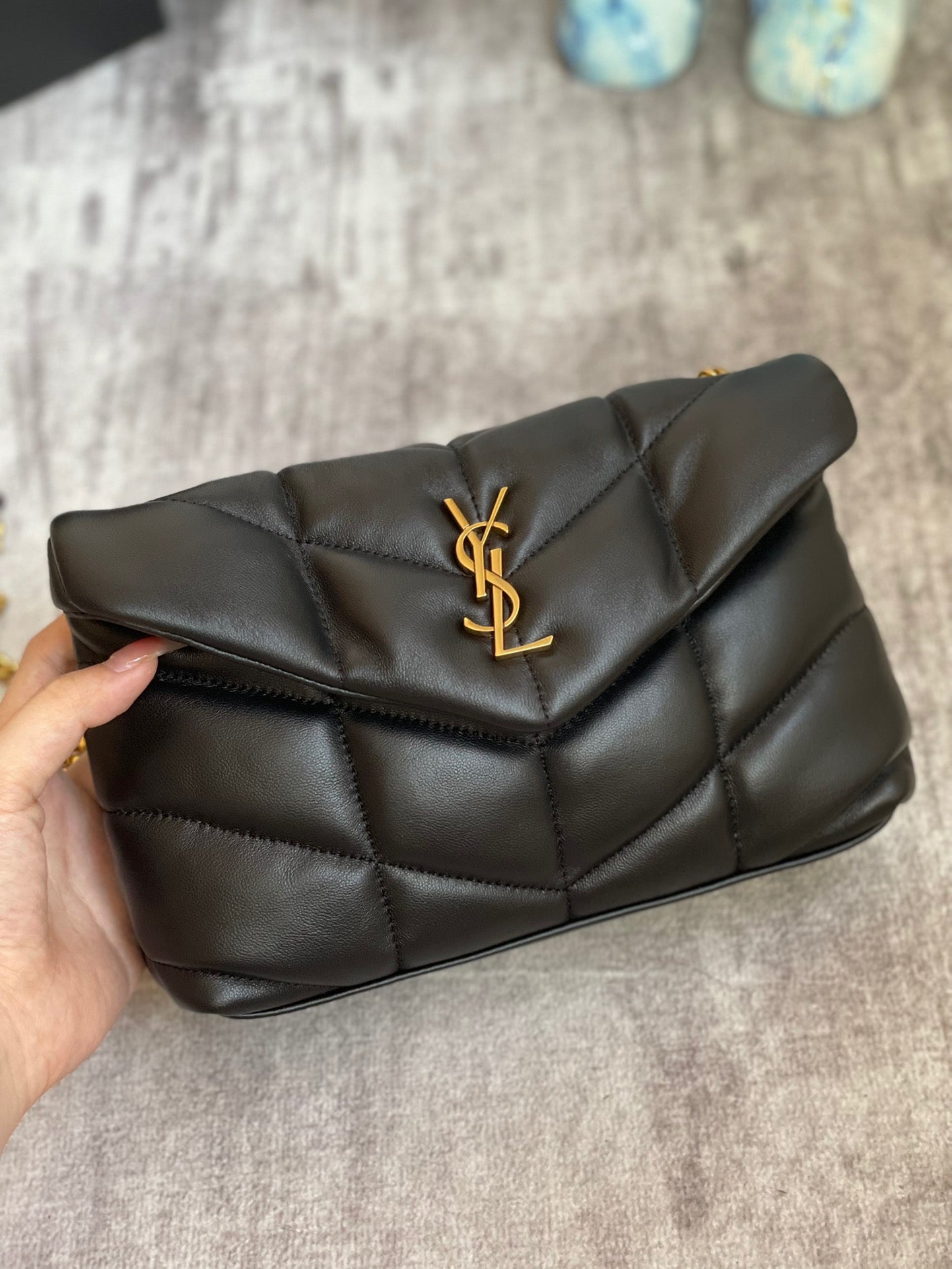 Saint Laurent Puffer Toy Bag In Black Quilted Lambskin With Gold Hardware