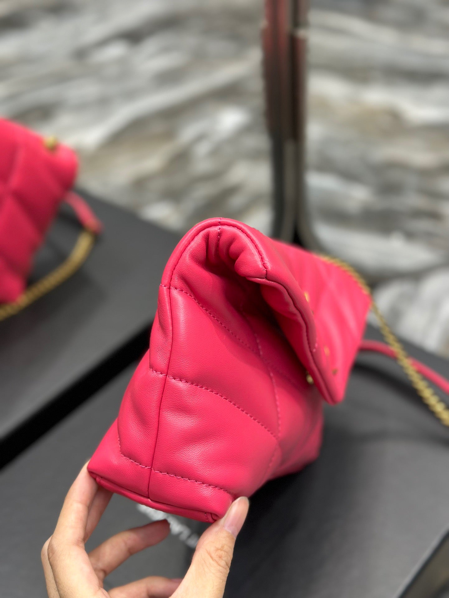 Saint Laurent Puffer Toy Bag In Pink Quilted Lambskin