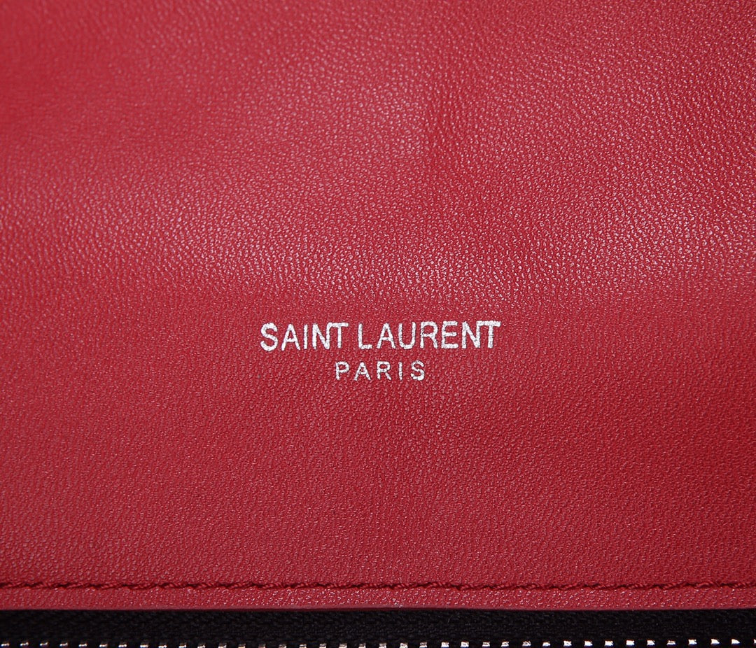 Saint Laurent Puffer Small Chain Bag In Red Lambskin