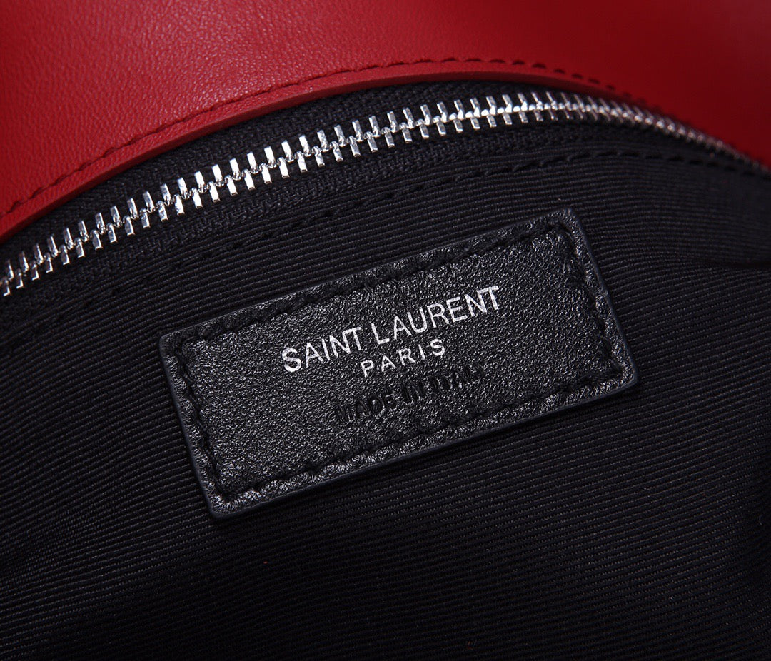 Saint Laurent Puffer Small Chain Bag In Red Lambskin