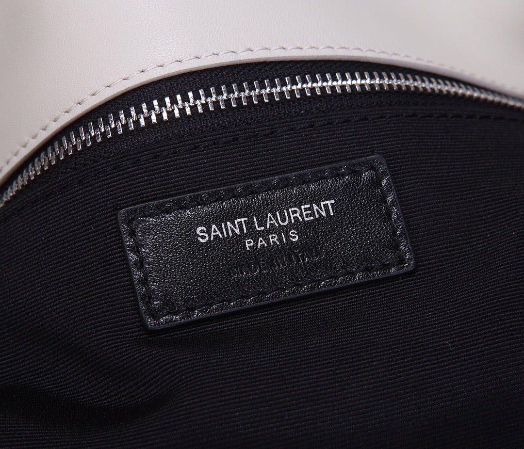 Saint Laurent Puffer Small Chain Bag In White Lambskin